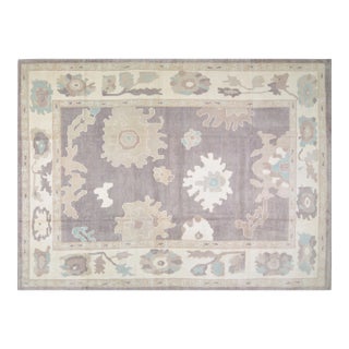1990s Turkish Oushak Hand Knotted Rug With Organic Wool and Soft Texture,10'6"X14'6" For Sale