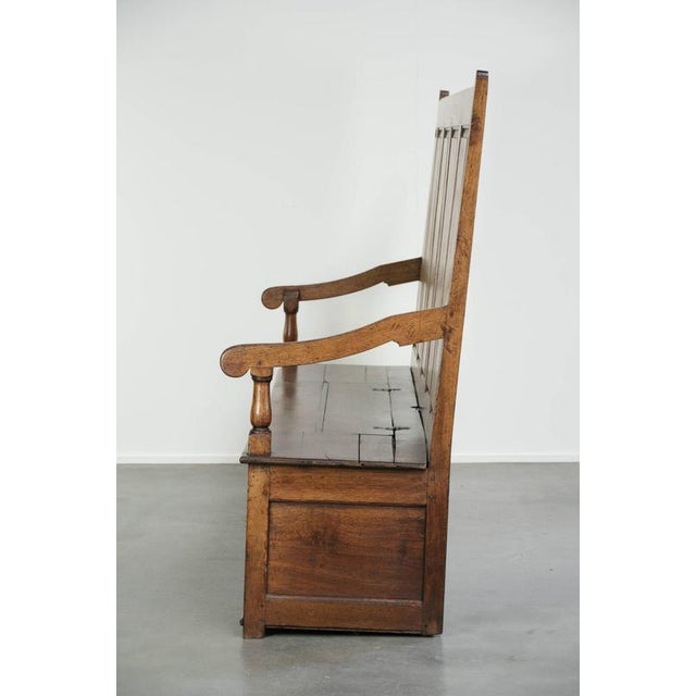 Antique English Oak Hall Bench with Storage Space For Sale - Image 4 of 18