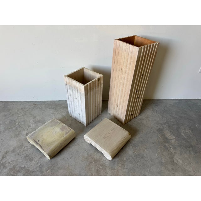 Vintage Carved Wood Capital Column Design Pedestals — Set of 2/ Sold For Sale - Image 9 of 11