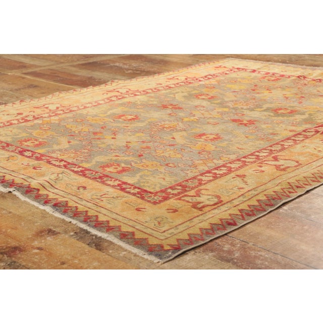 Mid 20th Century Vintage Turkish Oushak Rug - 04'06 X 06'00 For Sale In Dallas - Image 6 of 9