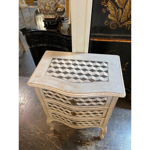 Vintage Italian Painted Geometric Design Side Table For Sale - Image 4 of 8
