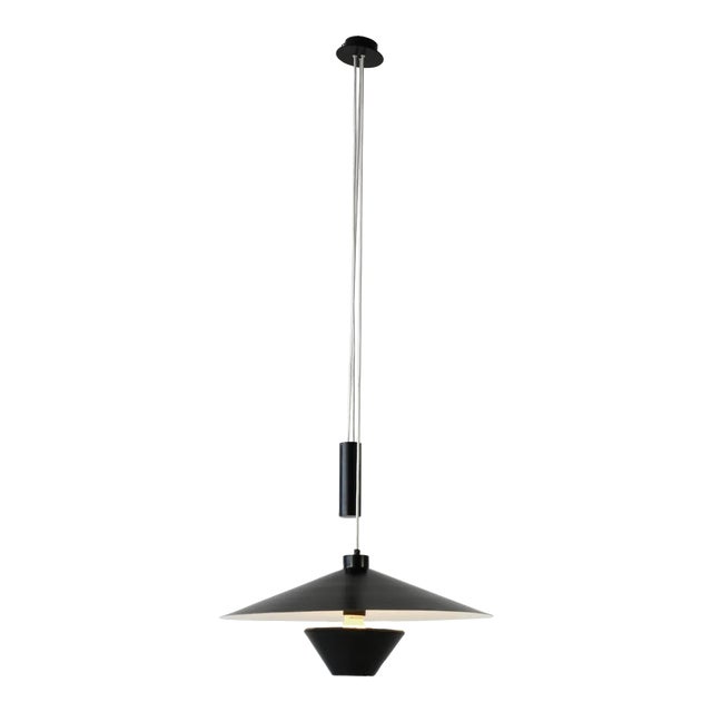 Black & White Metal Pendant from Baltensweiler, 1960s For Sale