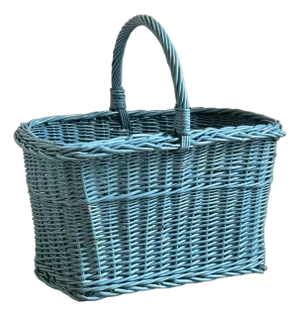 Mid-20th Century Cornflower Blue Market / Gathering Basket