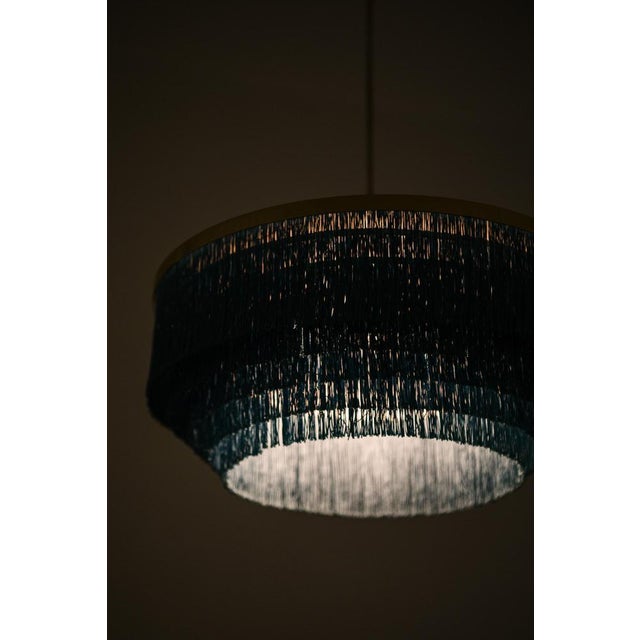 Pendant Lamp in Brass and Silk by Hans-Agne Jakobsson, 1960s For Sale - Image 4 of 8