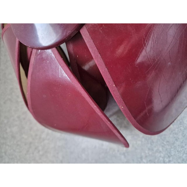 Burgundy Lotus Flower Pendant Light by Robert De Schuytener, 1980s For Sale - Image 6 of 7