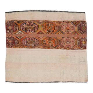 Small Vintage Embroidered Kilim Rug - 3`9″ X 4`1″ Ft. For Sale