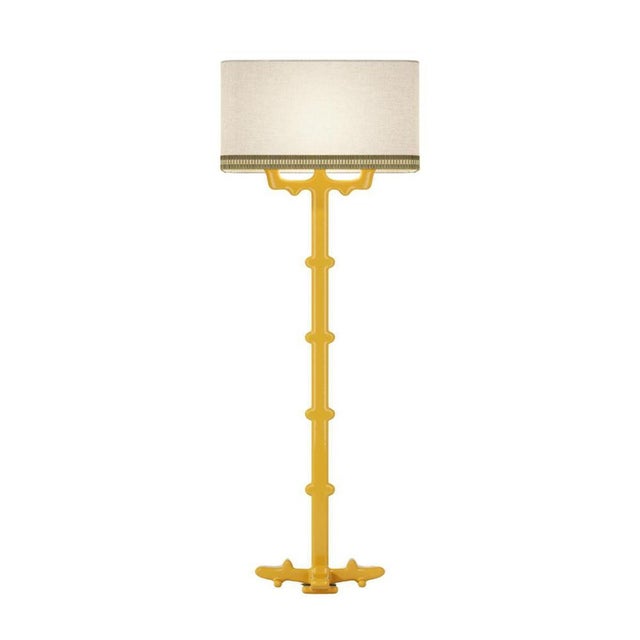 Alba Floor Lamp in Ceramic and Linen with Samuel & Sons Trimming by Popus Editions For Sale - Image 4 of 9