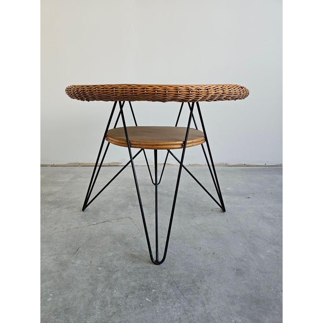1950s Mid-Century Modern Patio Wicker Table, Italy, 1950s For Sale - Image 5 of 9