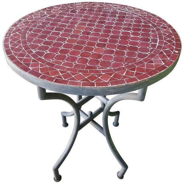 Burgundy Moroccan Mosaic Table For Sale In Orlando - Image 6 of 6