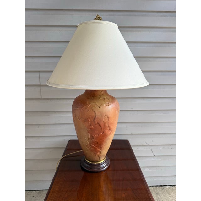 Late 20th Century Pair of Wildwood Mid-Century Modern Brass Wood Table Lamps With Original Shades For Sale - Image 11 of 12