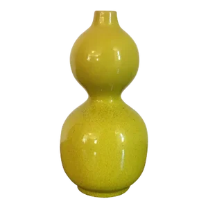 19th Century Chinese Monochrome Yellow Glaze Porcelain Gourd Shaped Vase
