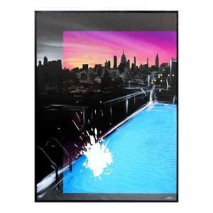 Empire State (Nyc) Night Swim - Vibrant City Landscape Painting Original Artwork by Pete Kasprzak