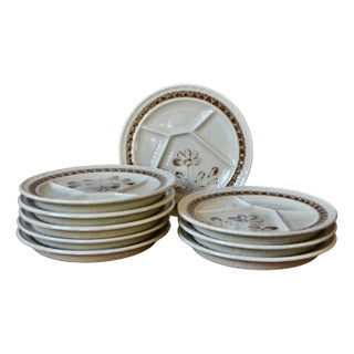 Fondue Compartmented Plates in Bohemian Style, 1960s, Set of 10 For Sale