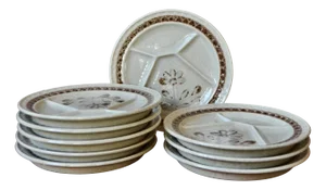 Fondue Compartmented Plates in Bohemian Style, 1960s, Set of 10