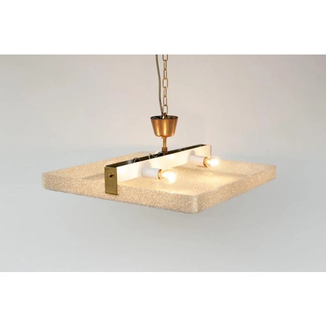 Large Mid-Century Square Recessed Lamp in Acrylic Glass and Brass, 1960s For Sale - Image 11 of 13