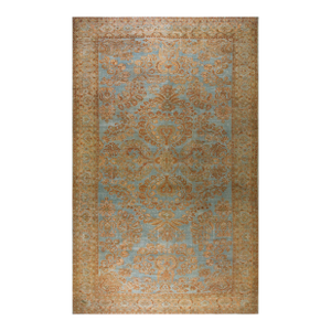 Charming Decorative Sky Blue Ground Color With Intricate Medallion Design Antique Persian Malayer Rug