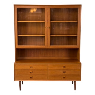Teak Highboard with Glass Doors from Brouer Møbelfabrik, 1960s For Sale
