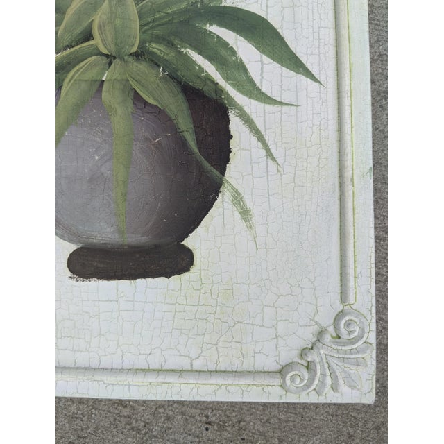 Antique White Original Botanical Floral Tropical Bromeliad Plant Painting For Sale - Image 8 of 10