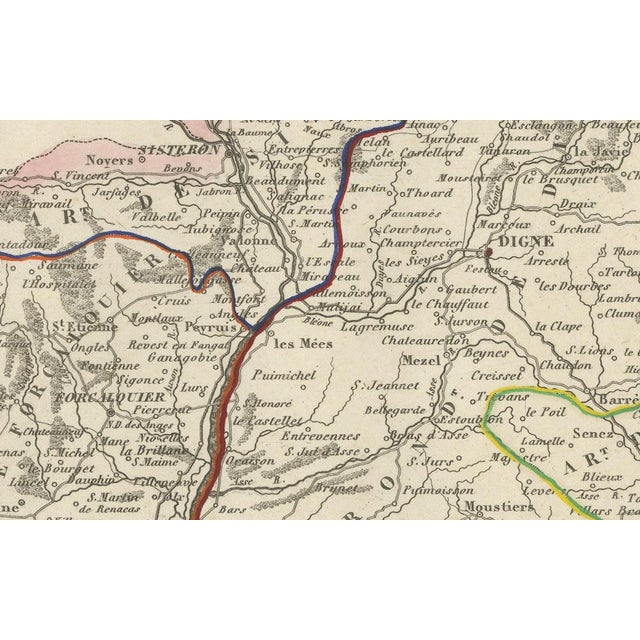 This finely engraved 19th-century map of the Basses-Alpes department of France (known today as Alpes-de-Haute-Provence) is...