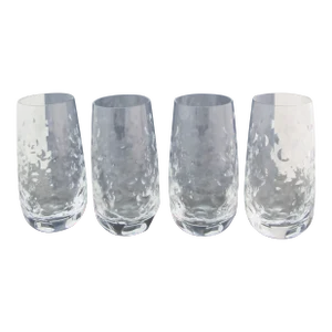 Faberge Dotted Clear Crystal Tumbler Glass Set of 4 in Case