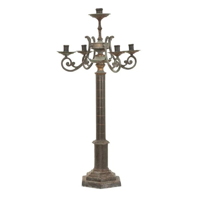 Metal French 19th Century Large Tole Candelabra For Sale - Image 7 of 8