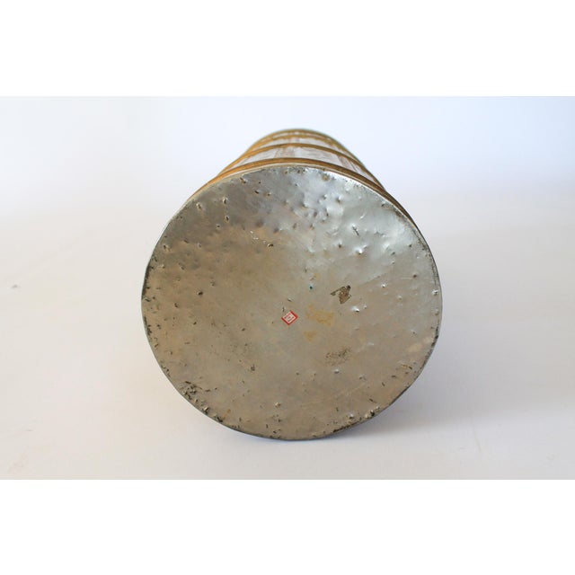 Metal Vintage Hammered Brass Umbrella Holder For Sale - Image 7 of 9
