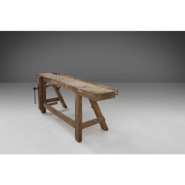 Industrial Oak Workbench, Belgium, 1900s For Sale - Image 16 of 16