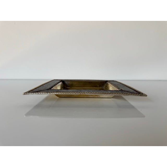 Vintage Silver Plate and Faux Crocodile Leather Dish/ Sold For Sale - Image 9 of 12