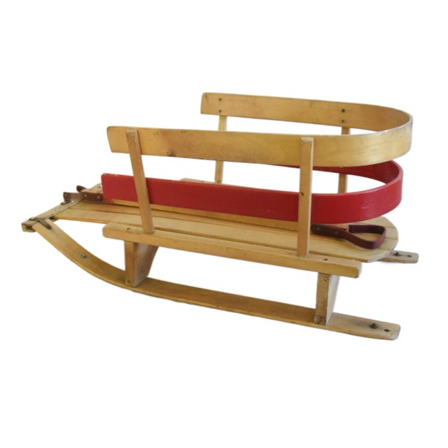 Vintage Children's Snow Pull Sled With Handle For Sale - Image 10 of 13