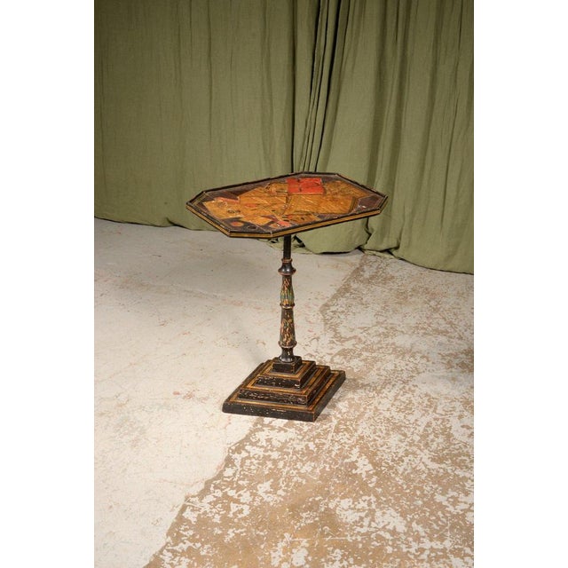 Wood Regency Simulated Rosewood and Painted Decoupage Occasional Table, 1825 For Sale - Image 7 of 12