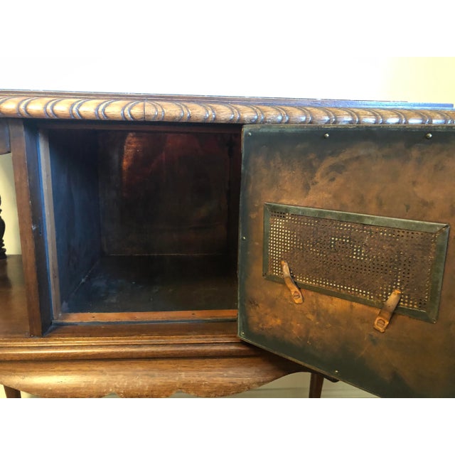 Early 20th C. English Stone Marble Table Carved Tiger Oak For Sale - Image 9 of 9