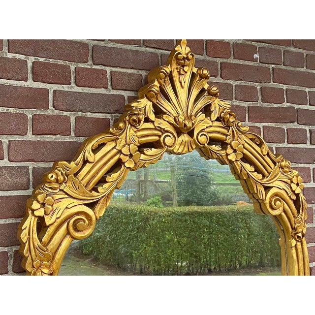 1900s European Rococo Gold Beech Console Wall Mirror - 1 Pc For Sale - Image 13 of 16