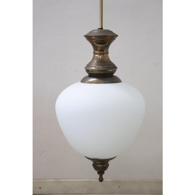 Metal Pendant Lamp in Brass and Glass, 1960s For Sale - Image 7 of 10