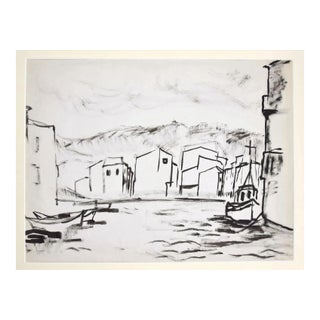 Herta Hausmann - the Port - Original China Ink and Watercolor - Mid-20th Century For Sale