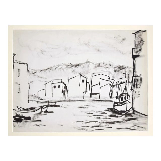 Herta Hausmann - the Port - Original China Ink and Watercolor - Mid-20th Century For Sale