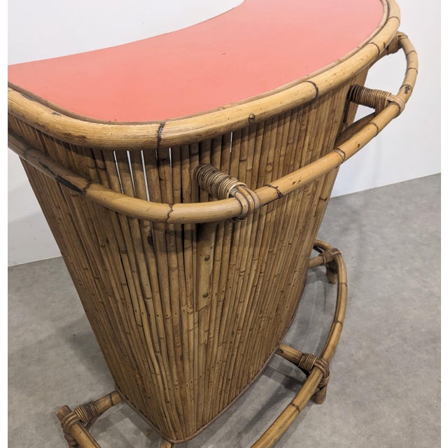 Vintage Bamboo Bar and Stools, 1960s, Set of 3 For Sale - Image 3 of 7