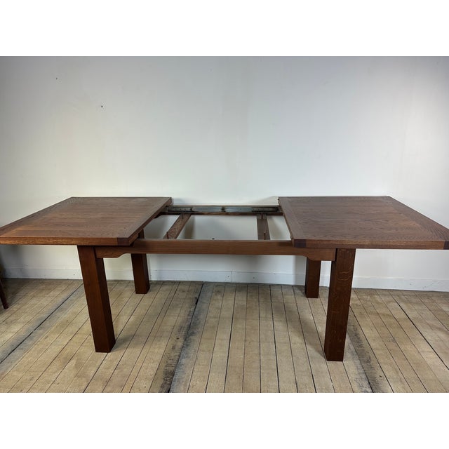 Brutalist Oak Table with 2 Extension Leaves, 1990s For Sale - Image 11 of 13