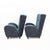 Paolo Buffa Italian High-Back Armchairs in Blue Velvet and Chenille attributed to Paolo Buffa, 1950, Set of 2 For Sale - Image 4 of 10