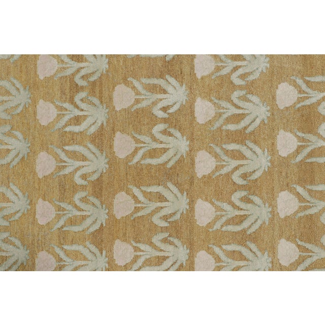 Rug & Kilim’s Block Print Rug Design with Pink and Green Floral Patterns - 3x5 For Sale In New York - Image 6 of 6