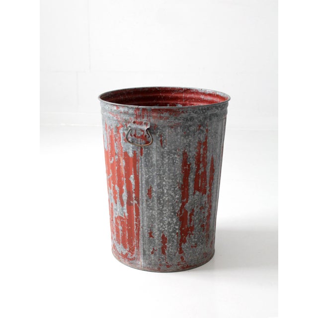 Antique Galvanized Utility Can With Red Paint For Sale - Image 13 of 17