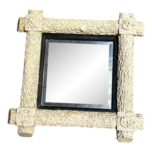 Early 20th Century White Painted Faux Bois Rustic Crossed Corner Wall Mirror