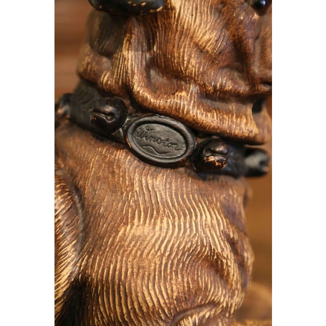 Mid 20th Century Mid-Century French Terracotta Dog Sculpture With Glass Eyes For Sale - Image 5 of 12