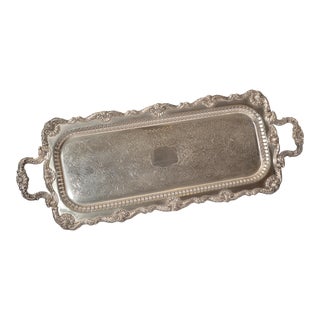 1970s Marked Leonard Silver English Victorian Style Serving Butler Tray For Sale