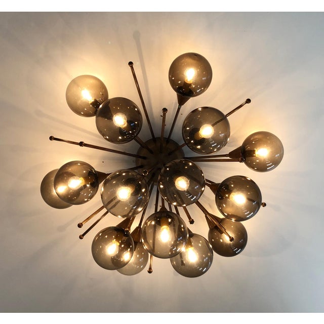 Bronze 21st Century Mezzo Bronze Smoky Murano Flush Mount by Fabio LTD For Sale - Image 8 of 9