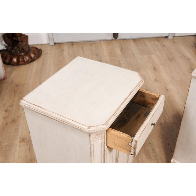 Swedish Gustavian 1880s Light Gray Nightstands with Drawers and Doors - A Pair For Sale - Image 11 of 12