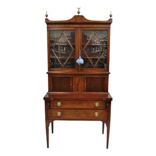Vintage Beacon Hill Old Colony Federal Mahogany Tambour Door Secretary Desk For Sale