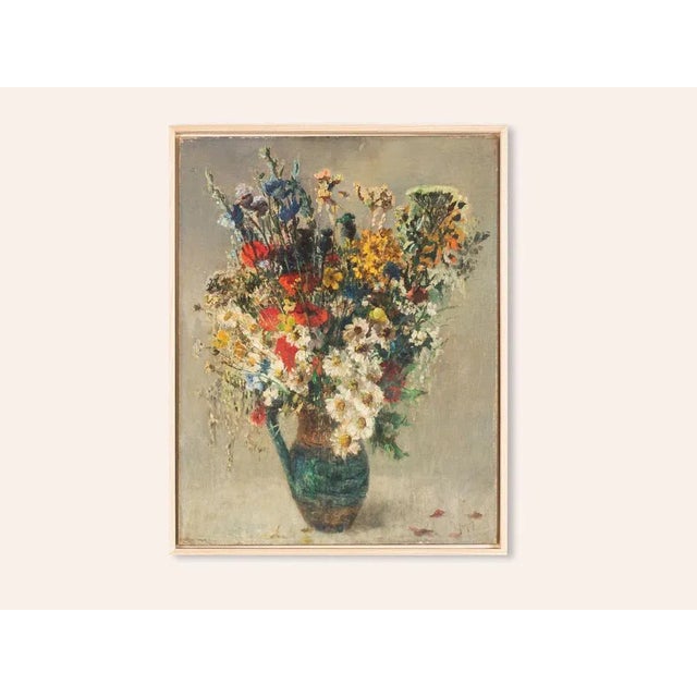 Colorful Art Deco Bouquet, Oil on Plate For Sale - Image 11 of 11