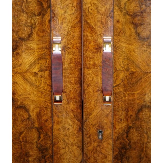 Wood English Art Deco Burr Walnut 2-Door Wardrobe, 1930s For Sale - Image 7 of 18