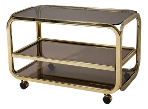 Vintage Brass and Smoked Glass Bar Cart, 1980s