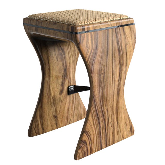 "Utopia" Bar Stool With Walnut and Steel Details, Hand Crafted For Sale In Los Angeles - Image 6 of 6